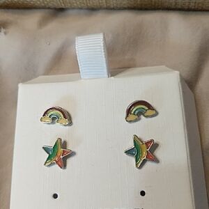 Colorful Rainbow and Star Earrings for Kids